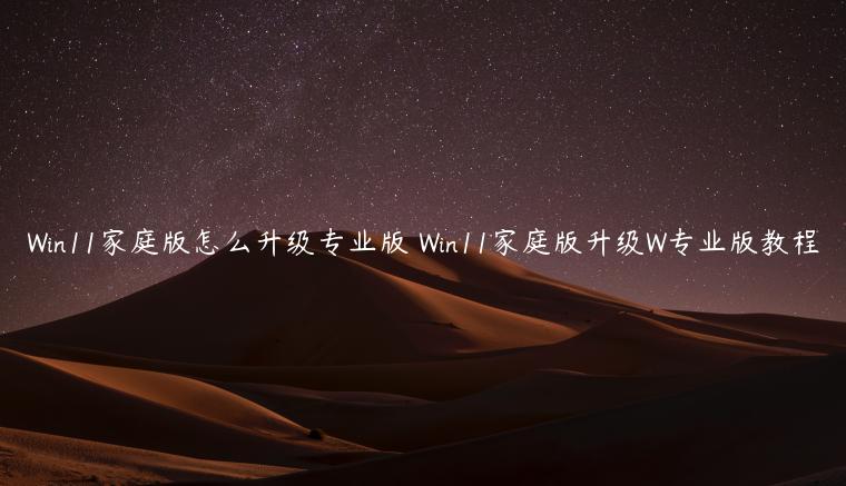 Win11家庭版怎么升级专业版 Win11家庭版升级W专业版教程