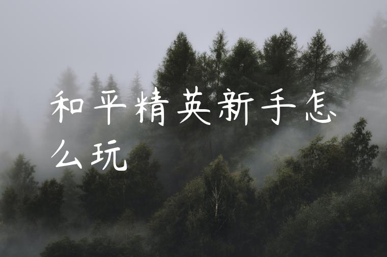 和平精英新手怎么玩