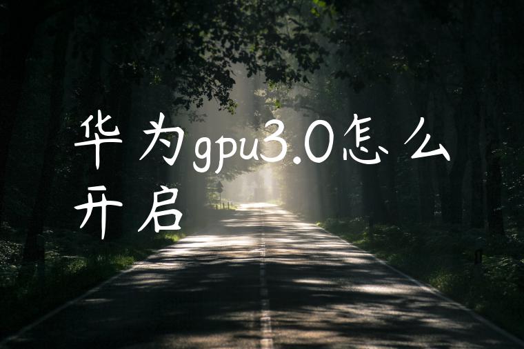 华为gpu3.0怎么开启