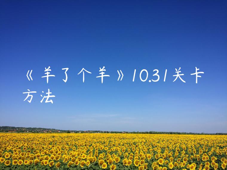 《羊了个羊》10.31关卡方法