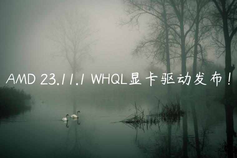 AMD 23.11.1 WHQL显卡驱动发布！